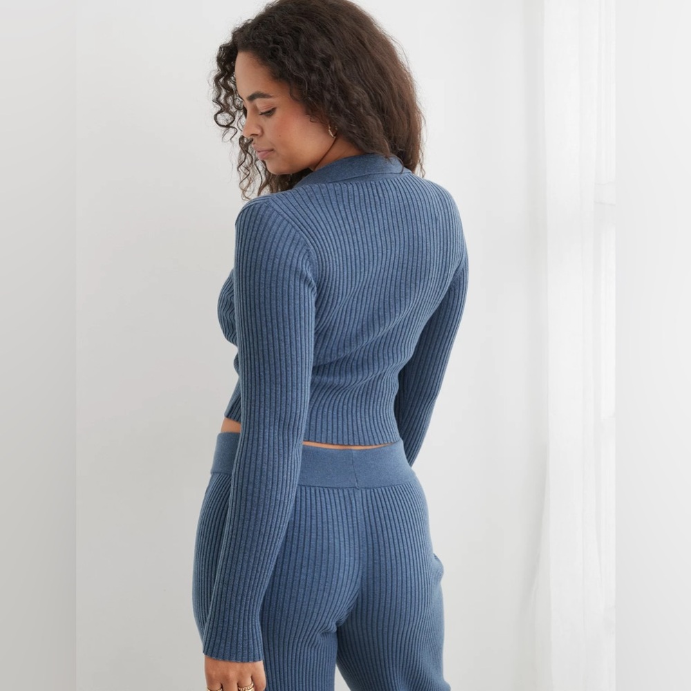 Aerie - Ribbed Gotta Jet Knit Top - Blue - Picture 6 of 6